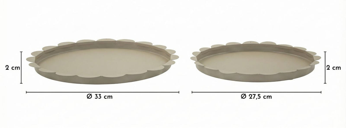 Dekotablett Saturno Taupe Rund 2er Set – Serviertablett