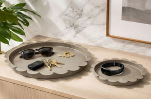Dekotablett Saturno Taupe Rund 2er Set – Serviertablett