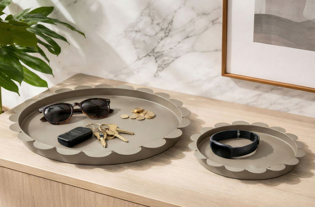 Dekotablett Saturno Taupe Rund 2er Set – Serviertablett