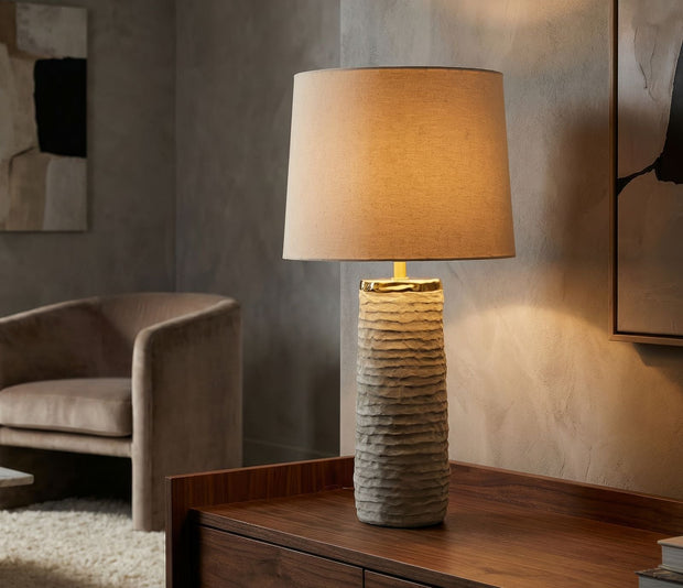 Tischlampe Grau Gold 73 cm – Tischleuchte