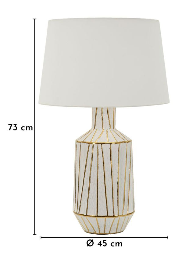 Tischlampe Weiß Gold 73 cm – Tischleuchte
