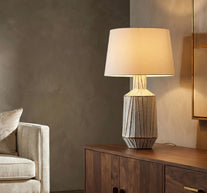 Tischlampe Weiß Gold 73 cm – Tischleuchte