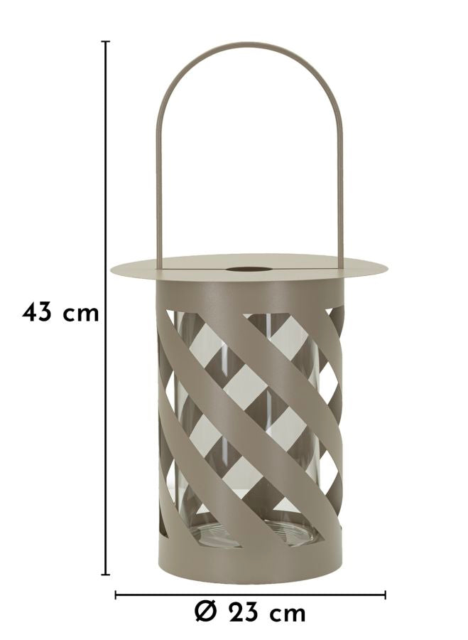 Laterne Saturno Twist Taupe Metall – Windlicht Deko