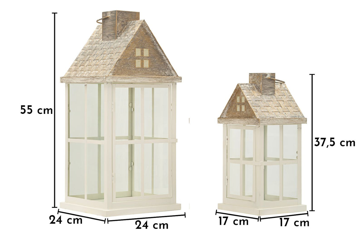 Laterne Home Weiß Grau 55 cm – Windlicht