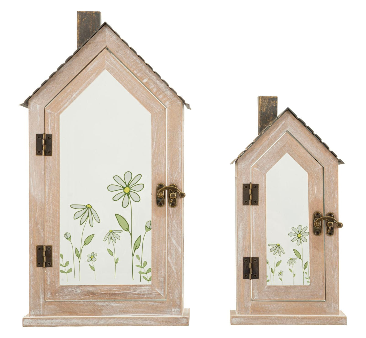 Laterne Blumen Holz 2er Set – Windlicht Deko
