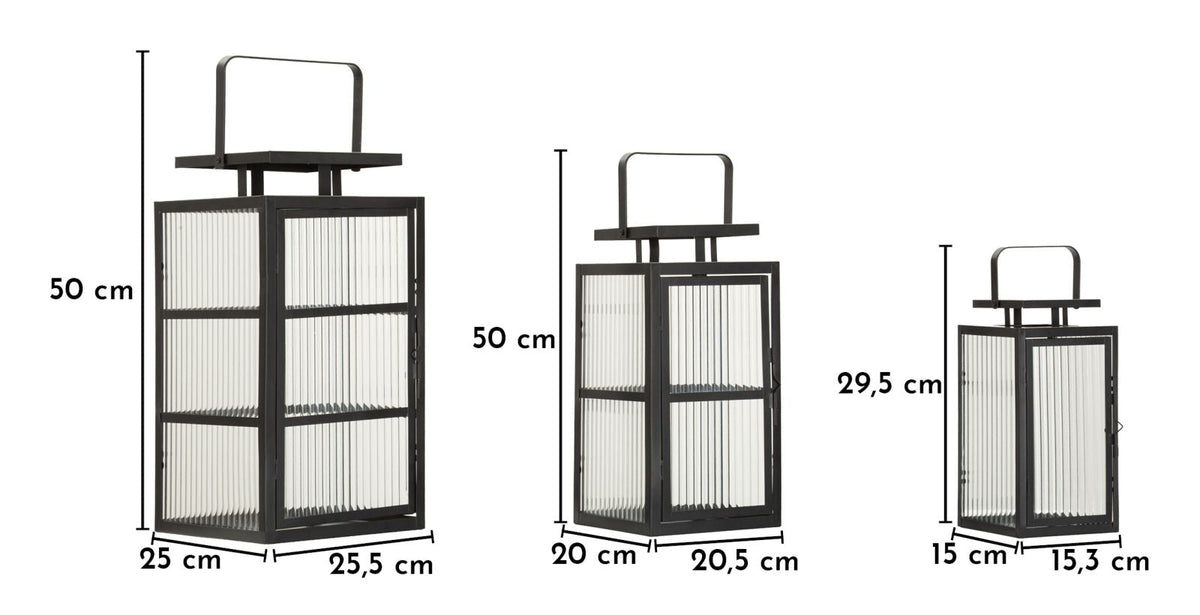 Laterne Andromeda Schwarz 50 cm – Windlicht