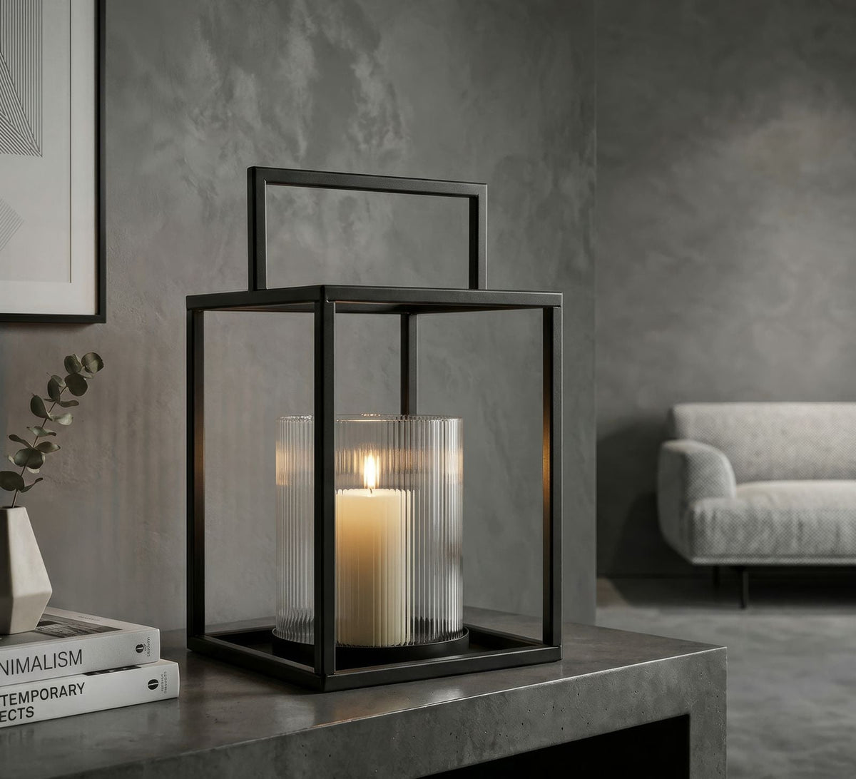 Laterne Simply Schwarz Offen Metall – Windlicht Deko