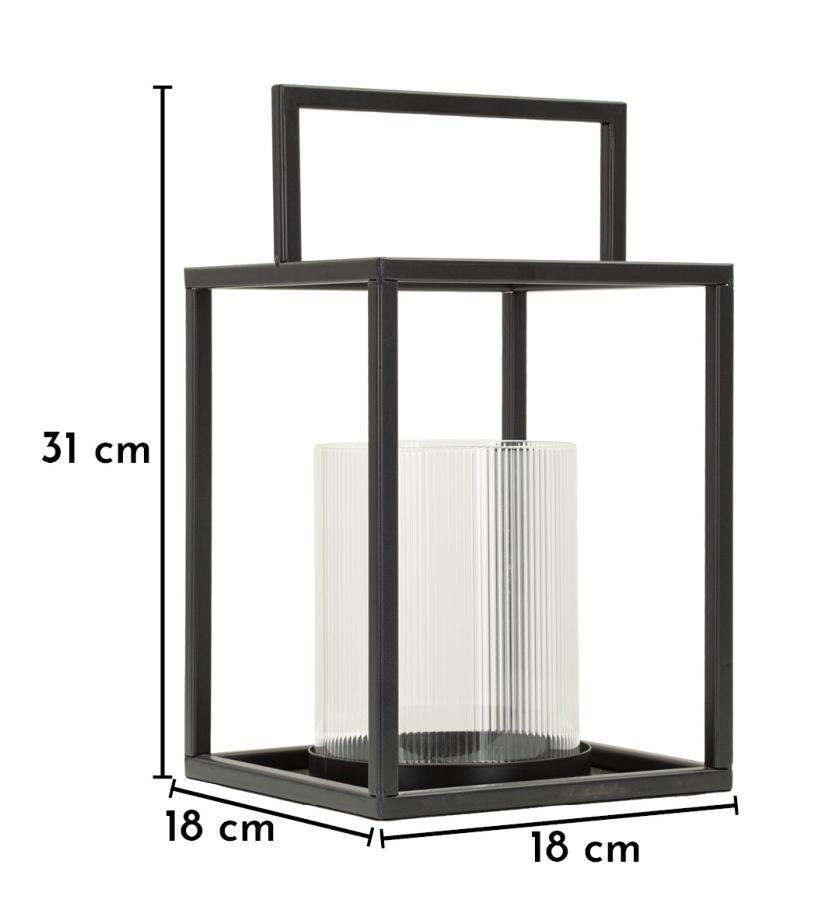 Laterne Simply Schwarz Offen Metall – Windlicht Deko