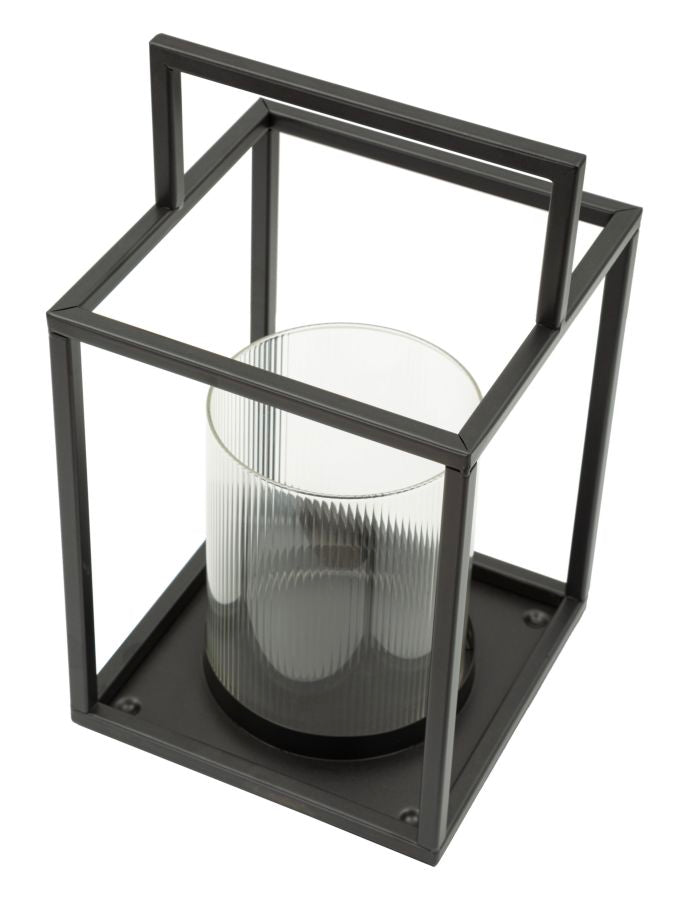 Laterne Simply Schwarz Offen Metall – Windlicht Deko