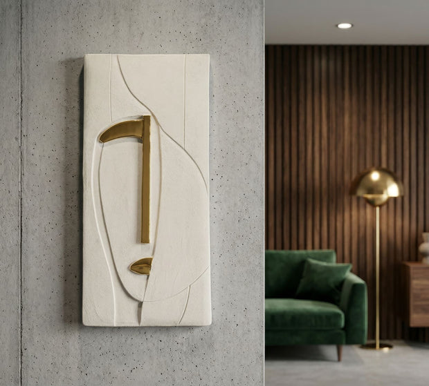 Wandpaneel Minimal Weiß Gold 49,5 cm – Wanddeko