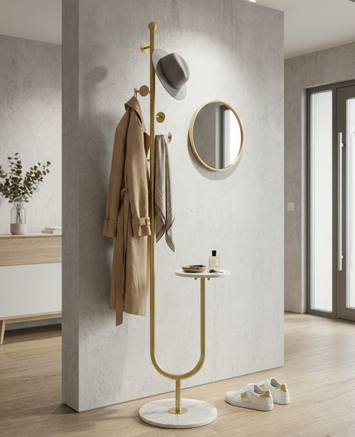 Kleiderständer Regal Gold Weiß 176 cm – Garderobe