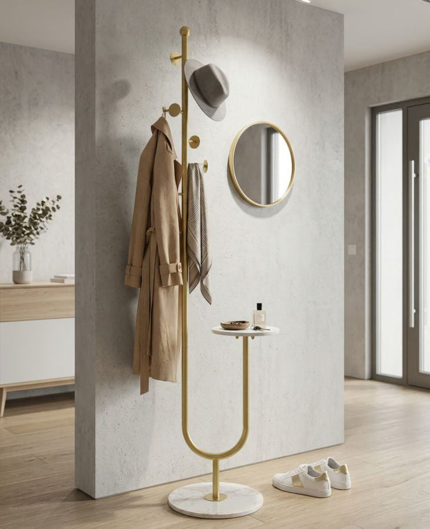 Kleiderständer Regal Gold Weiß 176 cm – Garderobe
