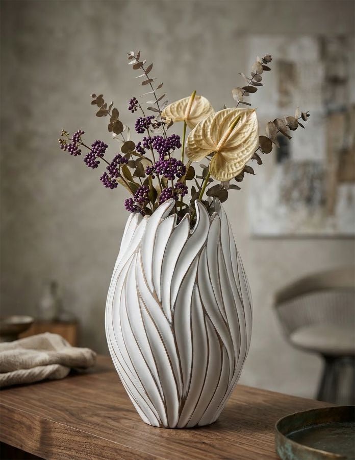 Blumenvase Oval Weiß 41,5 cm