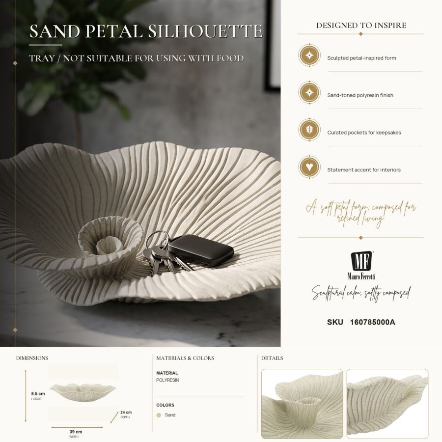 Dekotablett Blütenblätter Sand 8,5 cm – Schmuckschale